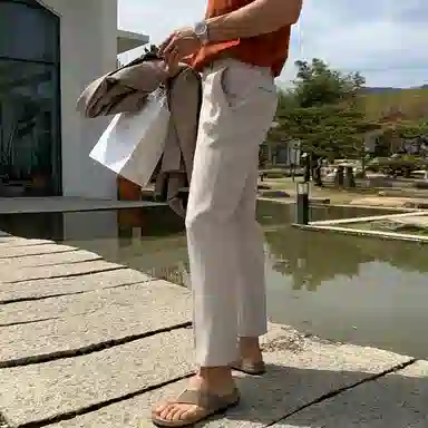 我是大卫 纯色基础款简约高街修身西裤垂感直筒休闲裤 男女同款