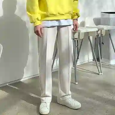 我是大卫 纯色简约垂感阔腿抽绳直筒休闲裤 男女同款