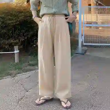 我是大卫 宽松薄款阔腿简约气质韩系轻熟风直筒休闲裤 男女同款