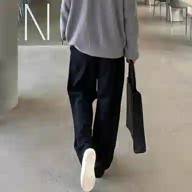 我是大卫 双褶皱垂感韩版高级感百搭直筒休闲裤 男女同款