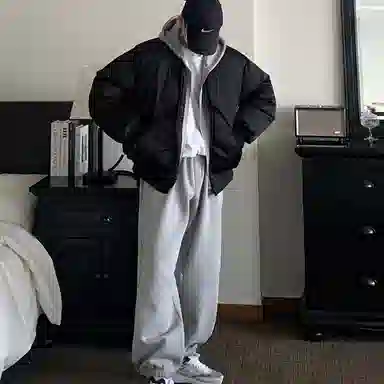 我是大卫 纯色棒球领飞行员防寒保暖休闲棉服 男女同款