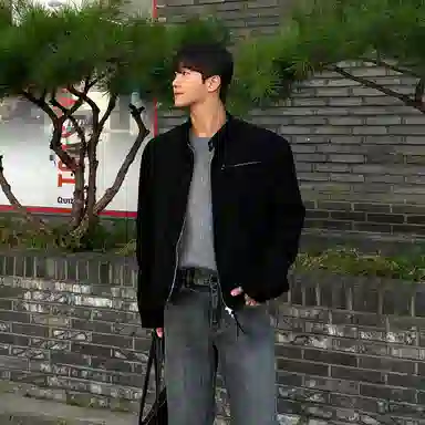 我是大卫 美式复古短款机车服双拉链立领夹克外套 男女同款