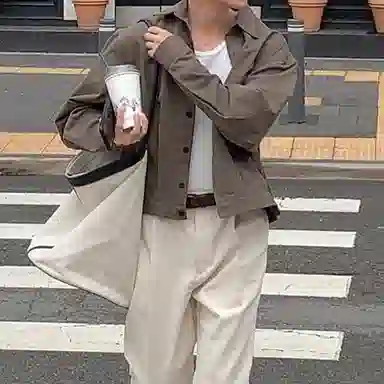 我是大卫 美式潮牌复古风翻领宽松短款小众高级感休闲百搭夹克外套 通用