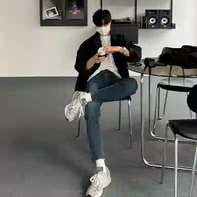 我是大卫 多口袋拉链纯色基础款开衫休闲教练夹克 男女同款 黑色