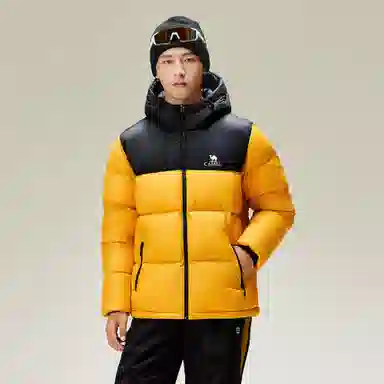 CAMEL Warm Fleece Windproof Hooded Down Jacket