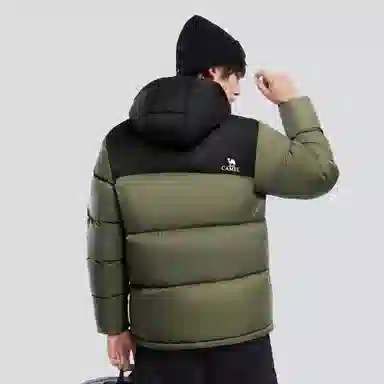 CAMEL Warm Fleece Windproof Hooded Down Jacket
