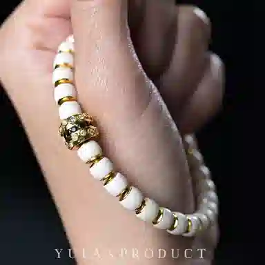 钰澜文玩 龙虎山界守战甲系列-「金盾·皓铠·前程似锦」设计师款-镶嵌#好运 白玉菩提 手串 男女同款情侣款