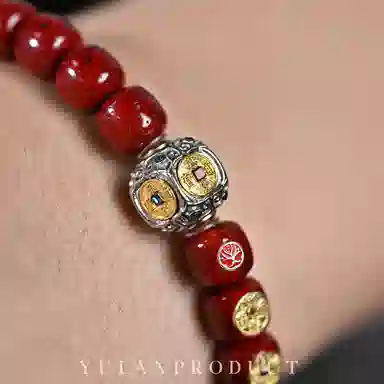 钰澜文玩 钱轮启运·五帝降瑞原创设计师款手工镶嵌配饰文玩手把件#好运 星月菩提 手串 男女同款情侣款