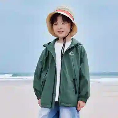 儿童款 左西 连帽防水休闲长袖冲锋衣