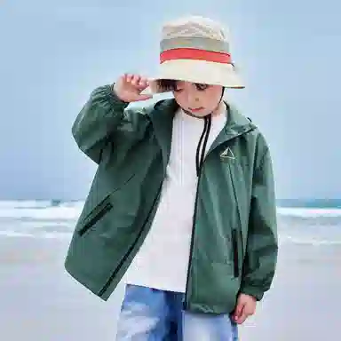 儿童款 左西 连帽防水休闲长袖冲锋衣