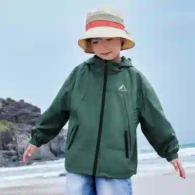 儿童款 左西 连帽防水休闲长袖冲锋衣