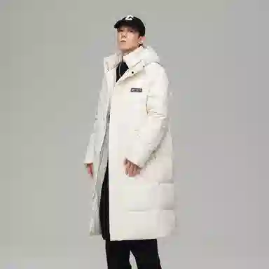 鸭鸭 青少年基础款加厚连帽保暖舒适柔软御寒学生党好物连帽宽松休闲时尚百搭中长外套羽绒服 男女同款