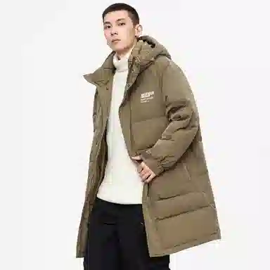 鸭鸭 高端通勤系列 简约字母印花大口袋设计感青少年基础款纯色学生党好物百搭防寒保暖显瘦拉链连帽羽绒服 男女同款