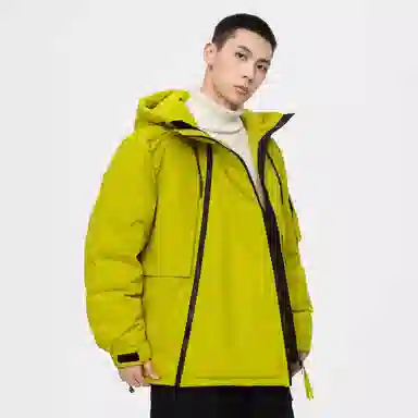 鸭鸭 山系户外加厚保暖对称多拉链城市机能风休闲连帽套头宽松羽绒服 男女同款