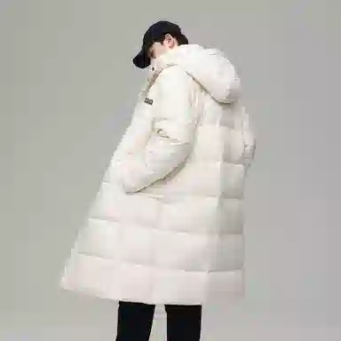 鸭鸭 青少年基础款加厚连帽保暖舒适柔软御寒学生党好物连帽宽松休闲时尚百搭中长外套羽绒服 男女同款