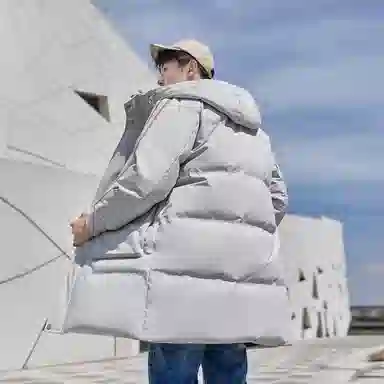 鸭鸭 加厚保暖休闲宽松连帽套头羽绒服 男款