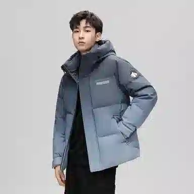 鸭鸭 加厚保暖渐变色休闲连帽套头宽松无性别羽绒服 男女同款