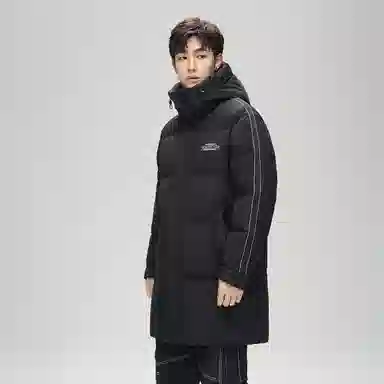 鸭鸭 防寒加厚保暖鸭绒中长款休闲宽松连帽套头暗黑羽绒服外套 男女同款