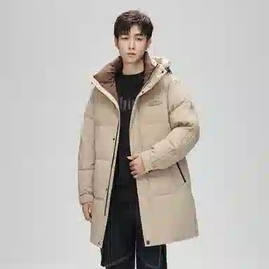 鸭鸭 防寒加厚保暖鸭绒中长款休闲宽松连帽套头暗黑羽绒服外套 男女同款