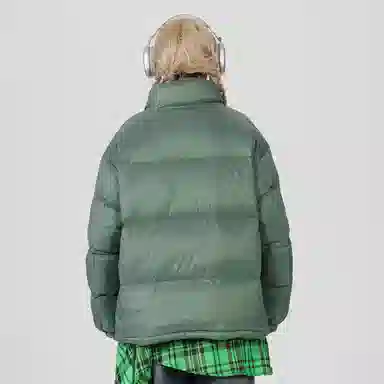 鸭鸭 经典暖冬系列 简约字母印花设计感青少年基础款学生党好物学院风纯色户外通勤防风保暖抗皱宽松休闲百搭拉链立领羽绒服 男女同款