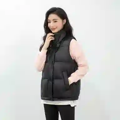 鸭鸭 纯色休闲单排扣立领无帽羽绒加厚马甲 女款