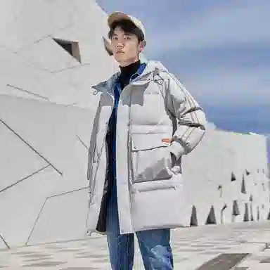 鸭鸭 加厚保暖休闲宽松连帽套头羽绒服 男款