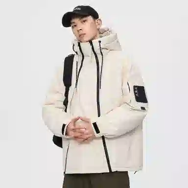 鸭鸭 山系户外加厚保暖对称多拉链城市机能风休闲连帽套头宽松羽绒服 男女同款