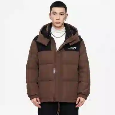 鸭鸭 高端通勤系列 青少年冬季基础款插色简约字母印花设计感学生党好物显高小众垂感宽松休闲防寒保暖插色抽绳连帽羽绒服 男女同款