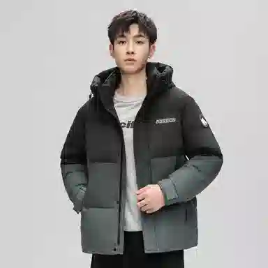 鸭鸭 加厚保暖渐变色休闲连帽套头宽松无性别羽绒服 男女同款