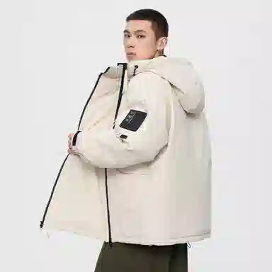 鸭鸭 山系户外加厚保暖对称多拉链城市机能风休闲连帽套头宽松羽绒服 男女同款