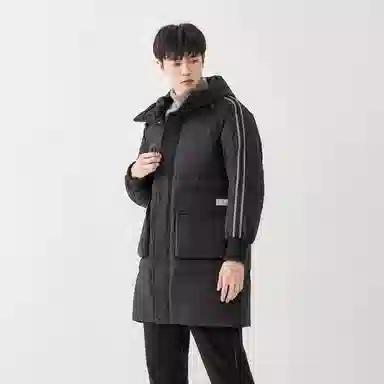 鸭鸭 加厚保暖休闲宽松连帽套头羽绒服 男款