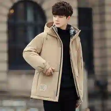 鸭鸭 山系户外加厚保暖多口袋工装风休闲宽松连帽套头羽绒服 男女同款