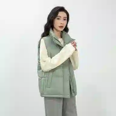 鸭鸭 纯色休闲单排扣立领无帽羽绒加厚马甲 女款