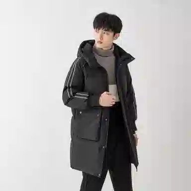 鸭鸭 加厚保暖休闲宽松连帽套头羽绒服 男款