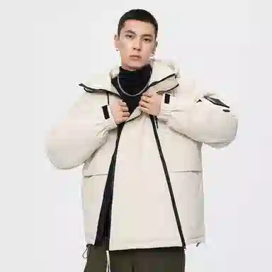 鸭鸭 山系户外加厚保暖对称多拉链城市机能风休闲连帽套头宽松羽绒服 男女同款