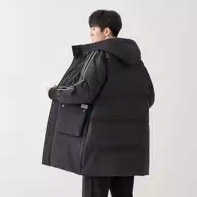 鸭鸭 加厚保暖休闲宽松连帽套头羽绒服 男款