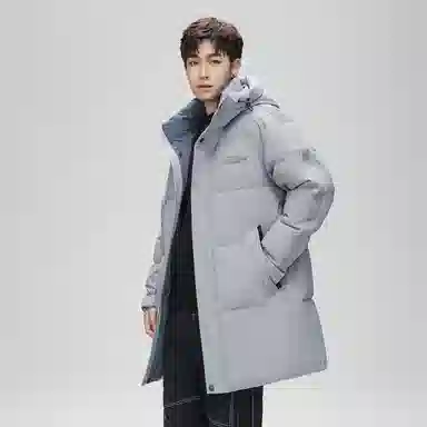 鸭鸭 防寒加厚保暖鸭绒中长款休闲宽松连帽套头暗黑羽绒服外套 男女同款