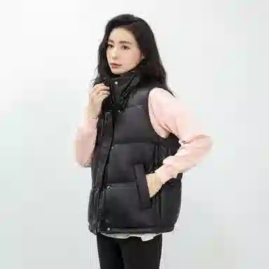 鸭鸭 纯色休闲单排扣立领无帽羽绒加厚马甲 女款