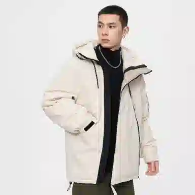 鸭鸭 山系户外加厚保暖对称多拉链城市机能风休闲连帽套头宽松羽绒服 男女同款