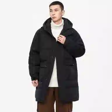 鸭鸭 高端通勤系列 简约字母印花大口袋设计感青少年基础款纯色学生党好物百搭防寒保暖显瘦拉链连帽羽绒服 男女同款