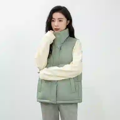 鸭鸭 纯色休闲单排扣立领无帽羽绒加厚马甲 女款