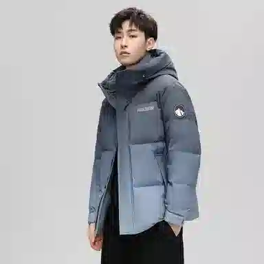 鸭鸭 加厚保暖渐变色休闲连帽套头宽松无性别羽绒服 男女同款