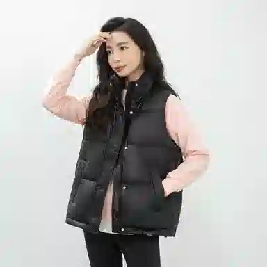 鸭鸭 纯色休闲单排扣立领无帽羽绒加厚马甲 女款