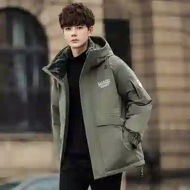 鸭鸭 山系户外加厚保暖多口袋工装风休闲宽松连帽套头羽绒服 男女同款