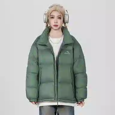 鸭鸭 经典暖冬系列 简约字母印花设计感青少年基础款学生党好物学院风纯色户外通勤防风保暖抗皱宽松休闲百搭拉链立领羽绒服 男女同款