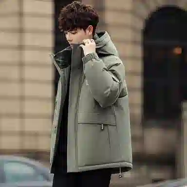 鸭鸭 山系户外加厚保暖多口袋工装风休闲宽松连帽套头羽绒服 男女同款