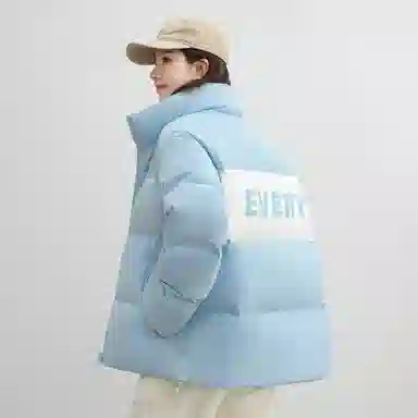 鸭鸭 新年战袍加厚保暖鸭绒字母休闲宽松无性别立领羽绒服 男女同款