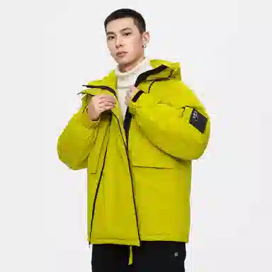 鸭鸭 山系户外加厚保暖对称多拉链城市机能风休闲连帽套头宽松羽绒服 男女同款