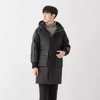 鸭鸭 加厚保暖休闲宽松连帽套头羽绒服 男款