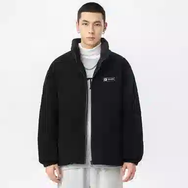 鸭鸭 高端通勤系列 冬季青少年基础款简约字母厚板印花设计感学生党好物垂感防寒保暖显瘦显高小众旅游拉链立领羽绒服 男女同款